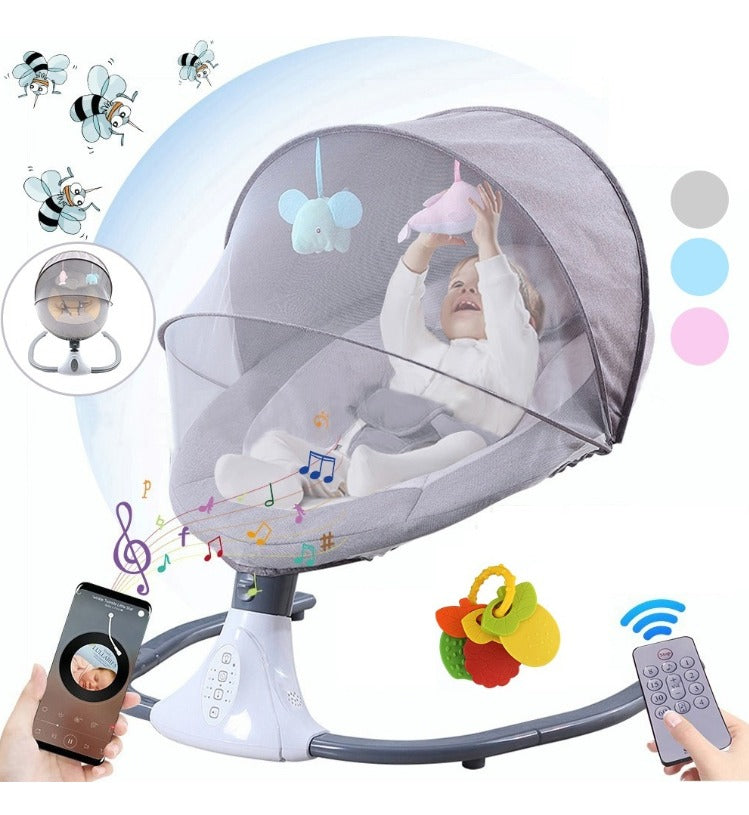 SILLA ELECTRICA MECEDORA BEBE 5 EN 1 GRIS