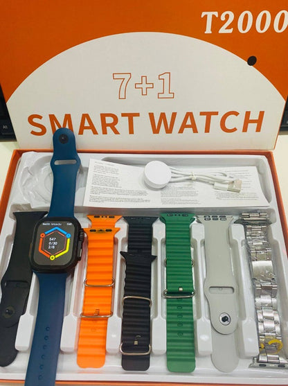 Smartwatch T2000 Ultra Combo 7-en-1: Estilo Infinito y Salud en tu Muñeca