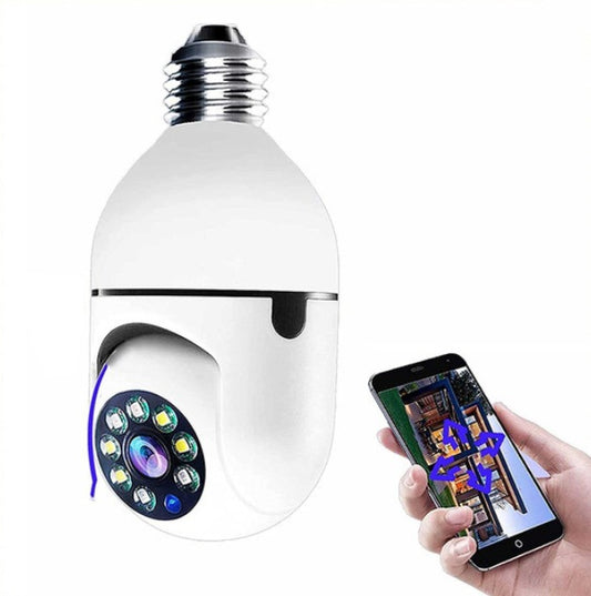 Cámara de Seguridad Bombillo Wi-Fi VR360: Vigilancia Panorámica 360°, Visión 3D y Audio Bidireccional