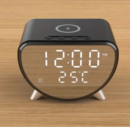 Reloj Despertador Digital Premium con Carga Inalámbrica 15W - Madera & LED