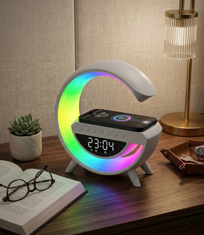 Lámpara Inteligente G-Speaker: Carga Inalámbrica 15W, Bluetooth & Alarma