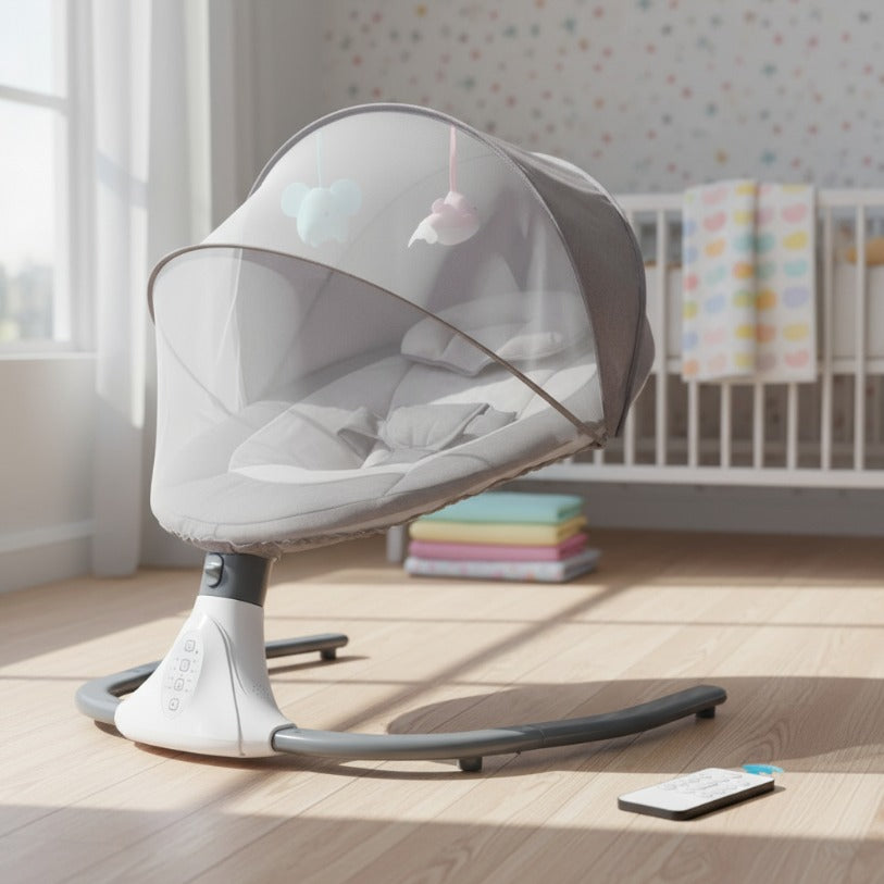 SILLA ELECTRICA MECEDORA BEBE 5 EN 1  GRIS