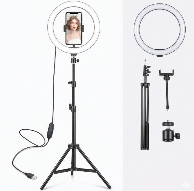 Kit Profesional Aro de Luz LED 26cm + Trípode XL