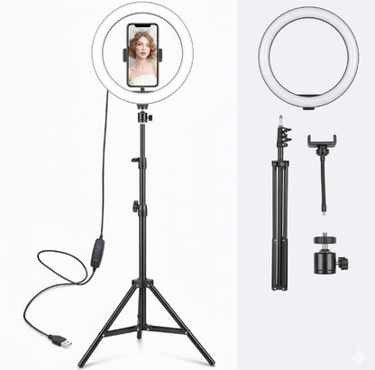 Kit Profesional Aro de Luz LED 26cm + Trípode XL