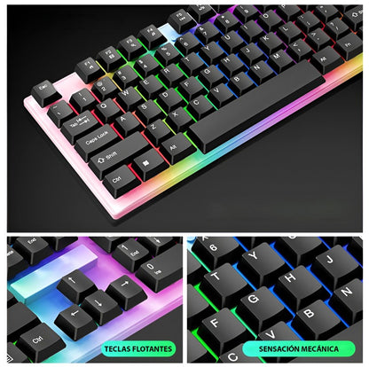 Combo Gamer KT288: Teclado RGB + Mouse LED para Dominar la Noche
